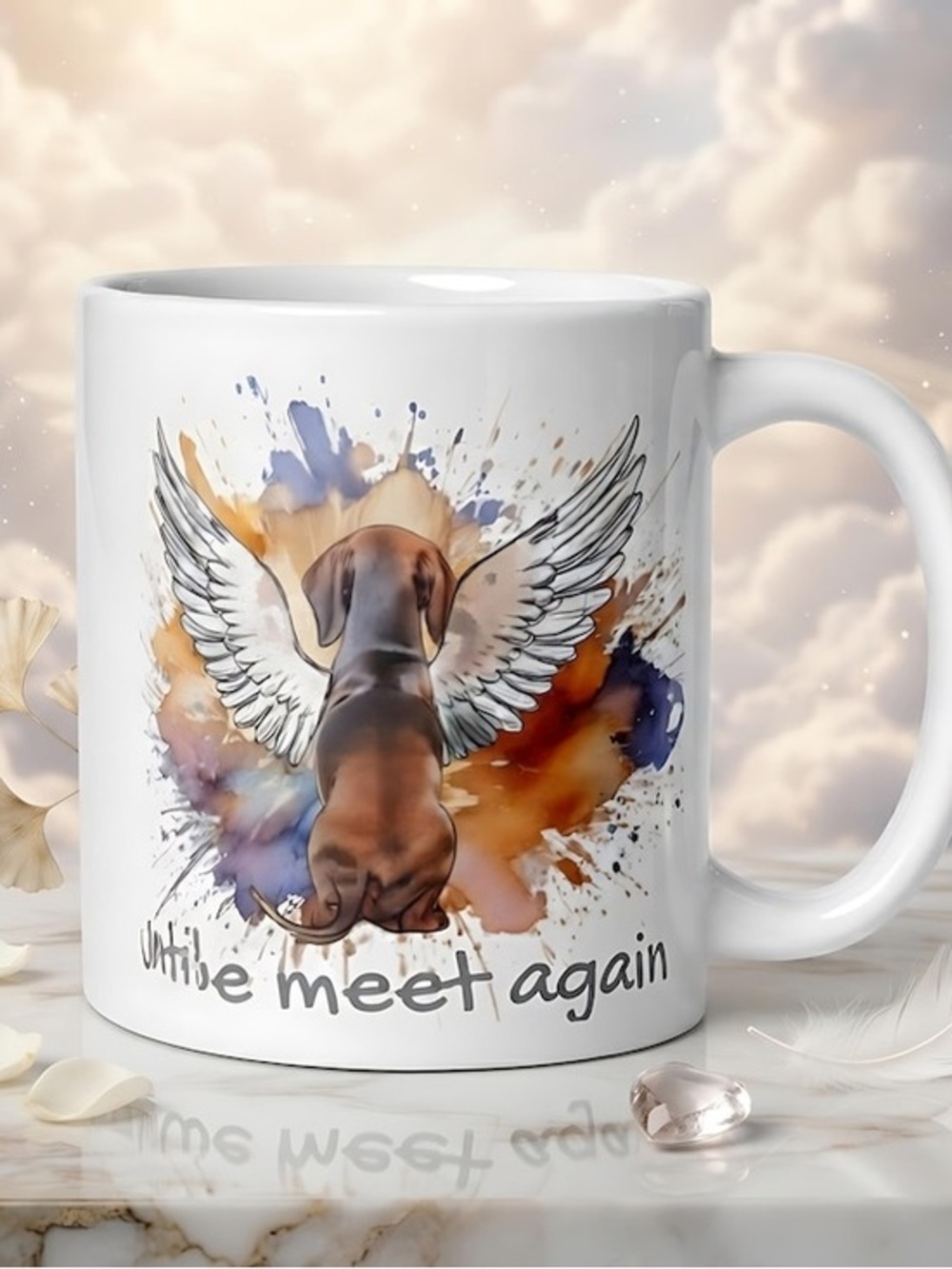 Memorial Dachshund Angel Wings Mug – Watercolor Pet Loss Coffee Cup